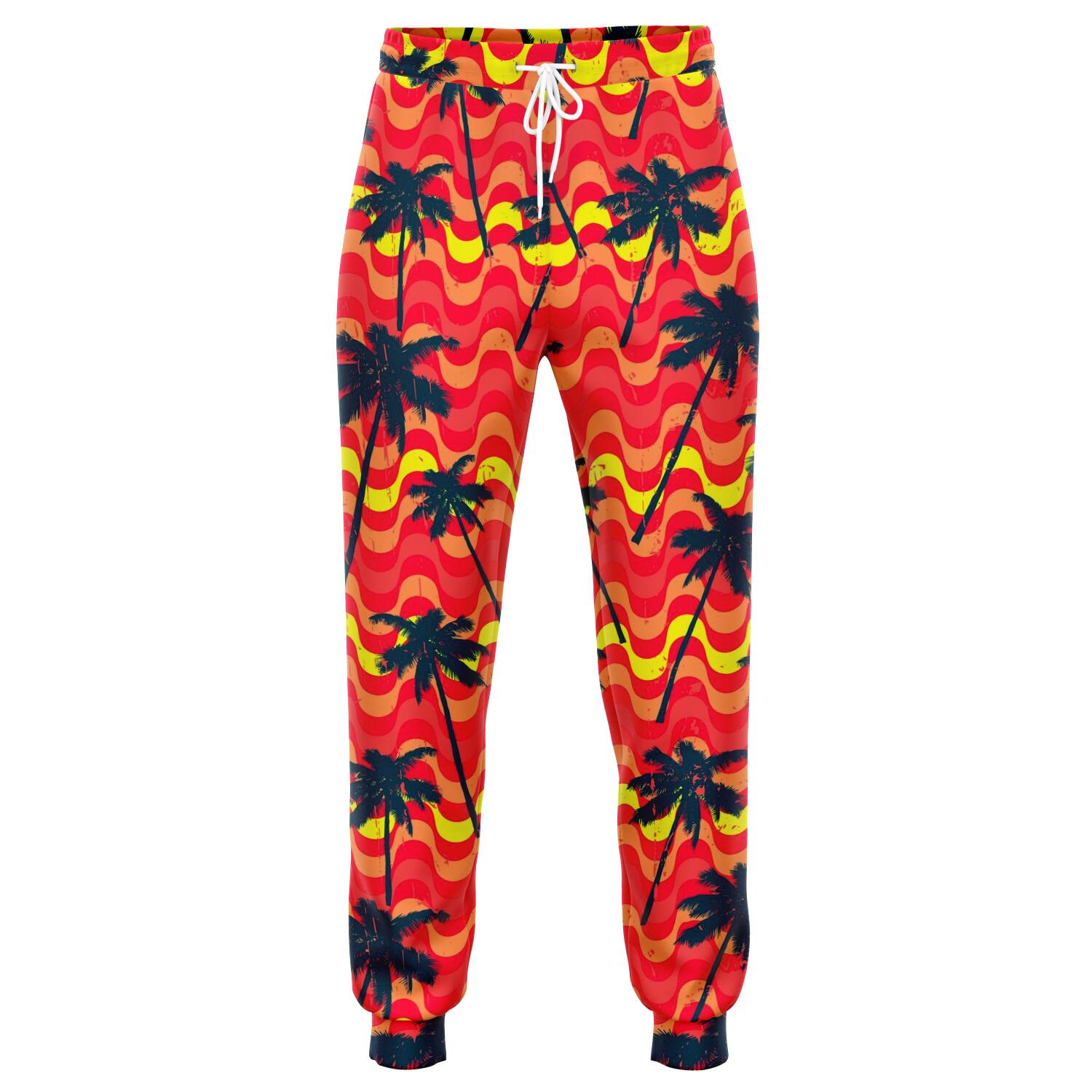 Trippy Palm Tree Pattern Print Jogger Pants