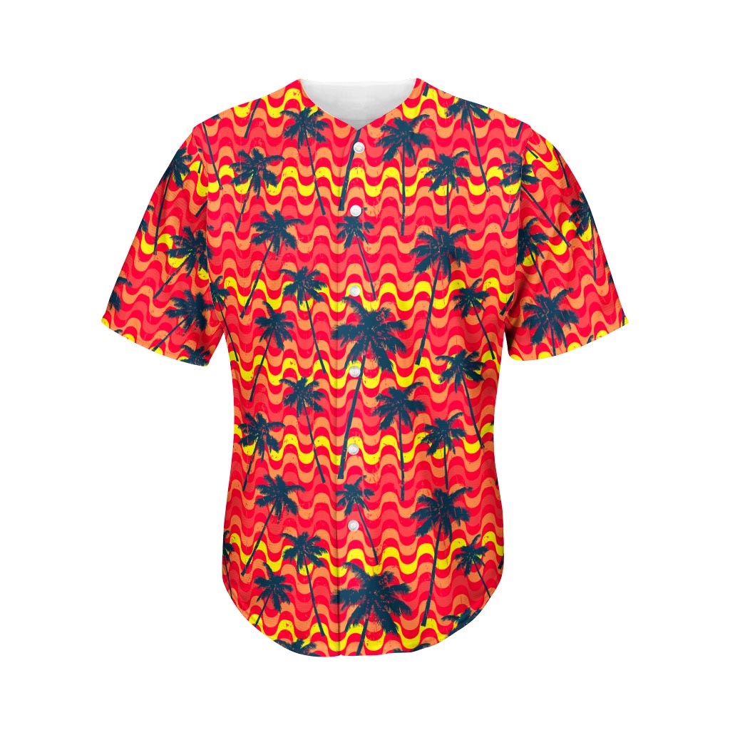 Trippy Palm Tree Pattern Print Men's Baseball Jersey