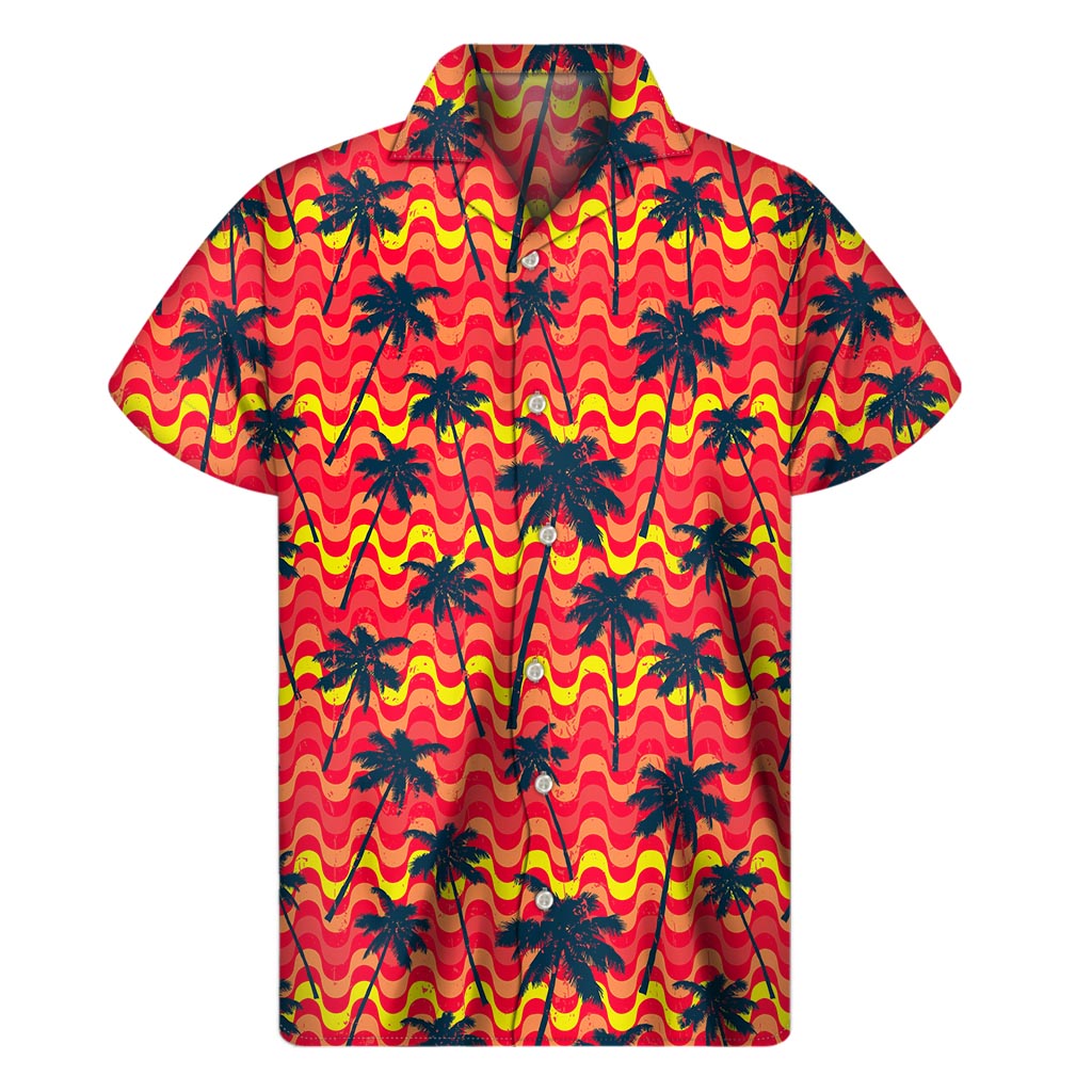 Trippy Palm Tree Pattern Print Men's Short Sleeve Shirt