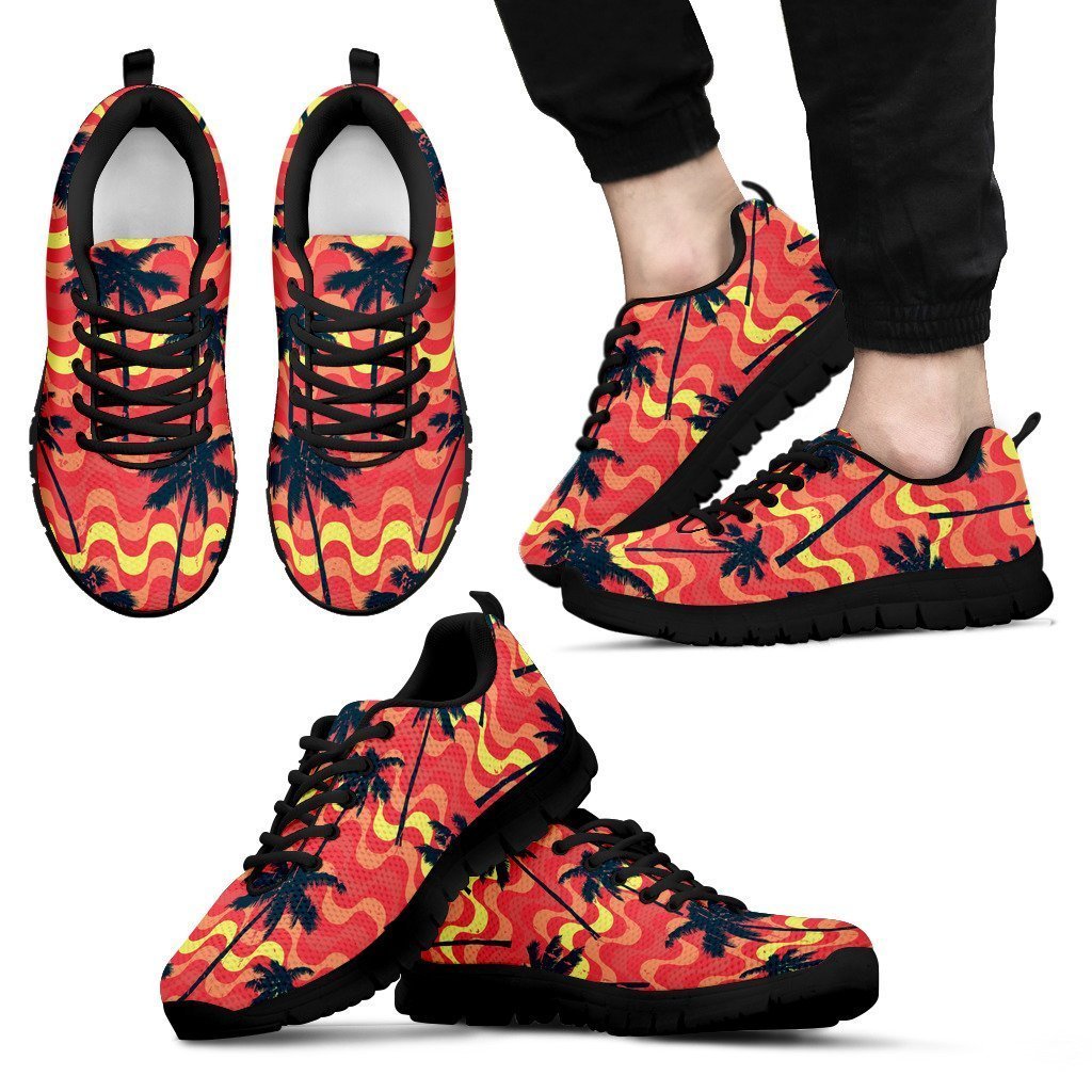 Trippy Palm Tree Pattern Print Men's Sneakers