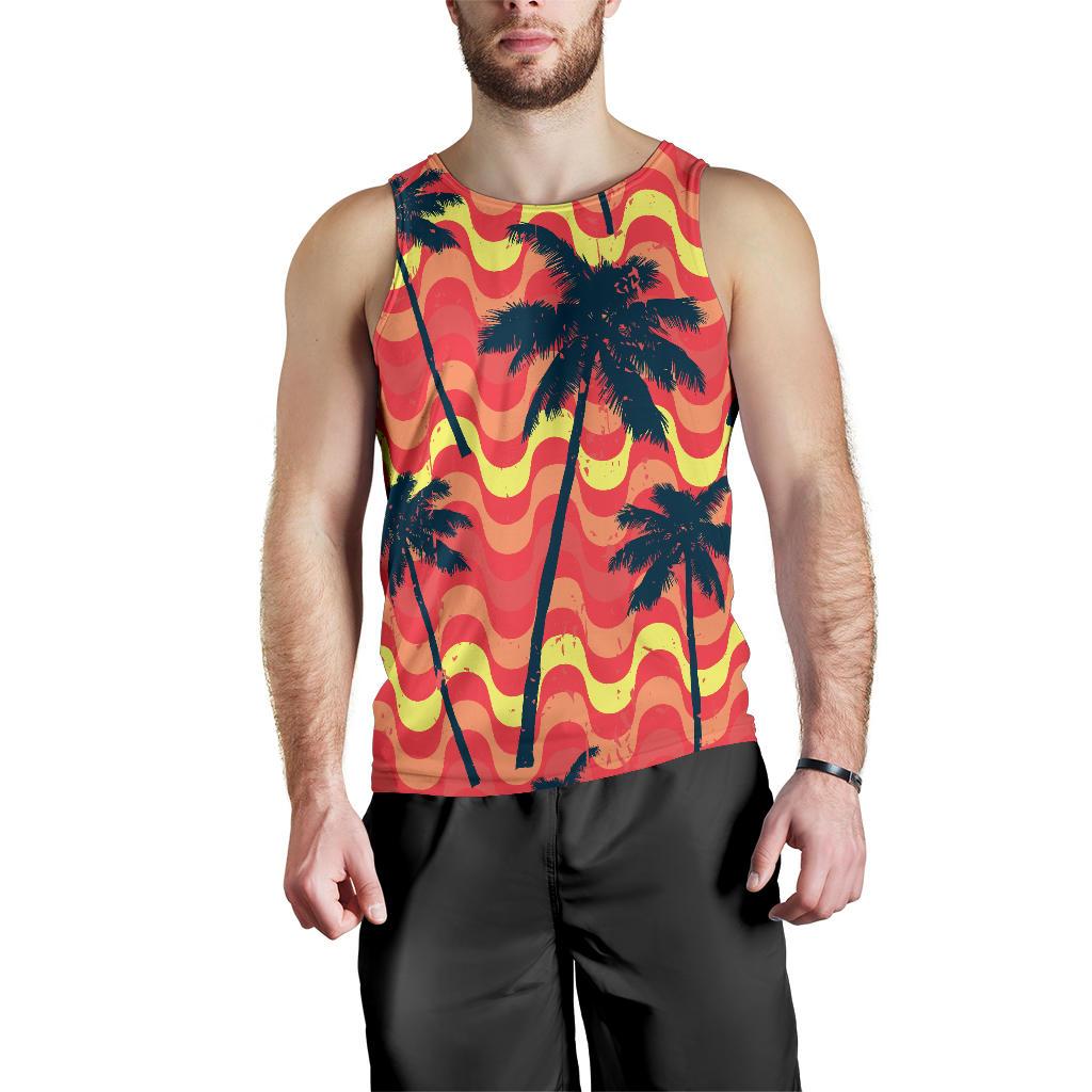 Trippy Palm Tree Pattern Print Men's Tank Top