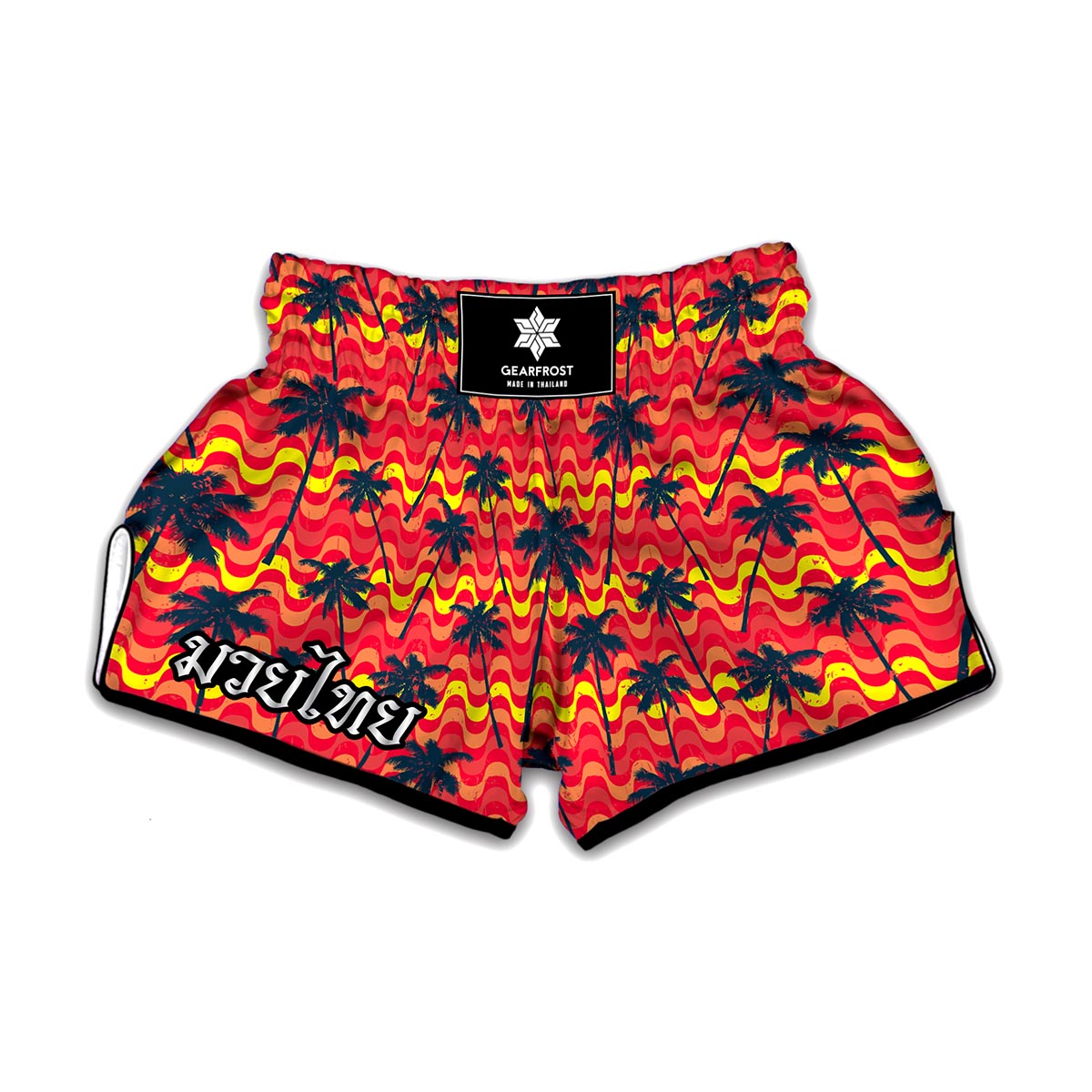 Trippy Palm Tree Pattern Print Muay Thai Boxing Shorts