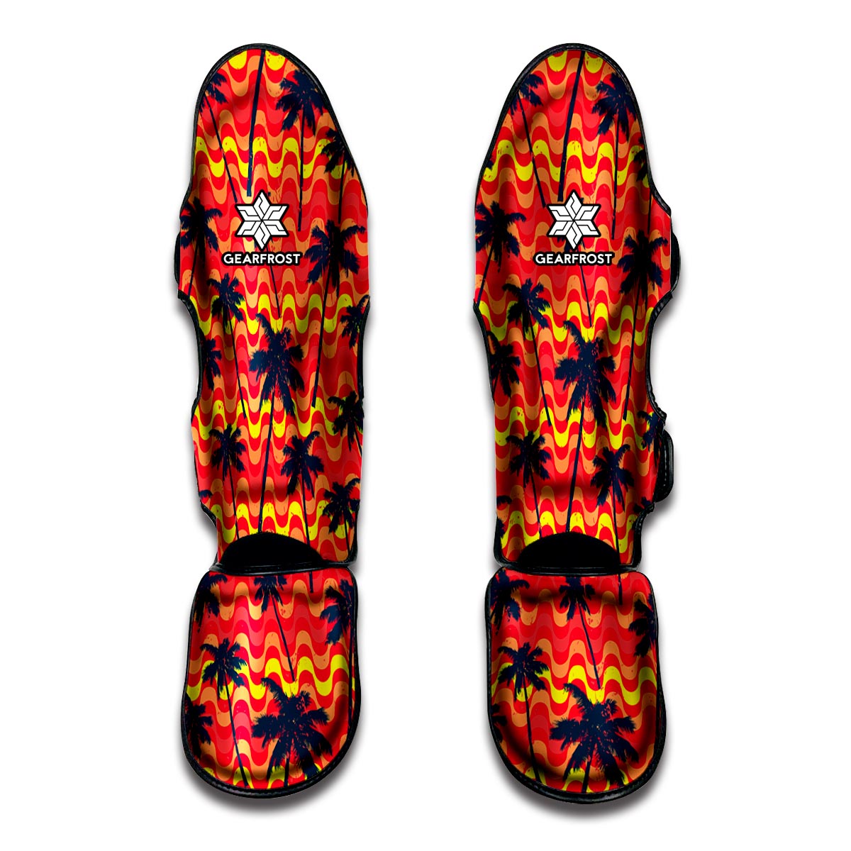 Trippy Palm Tree Pattern Print Muay Thai Shin Guards