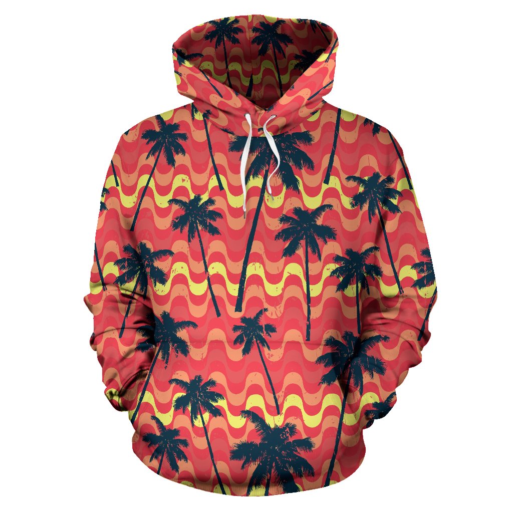 Trippy Palm Tree Pattern Print Pullover Hoodie