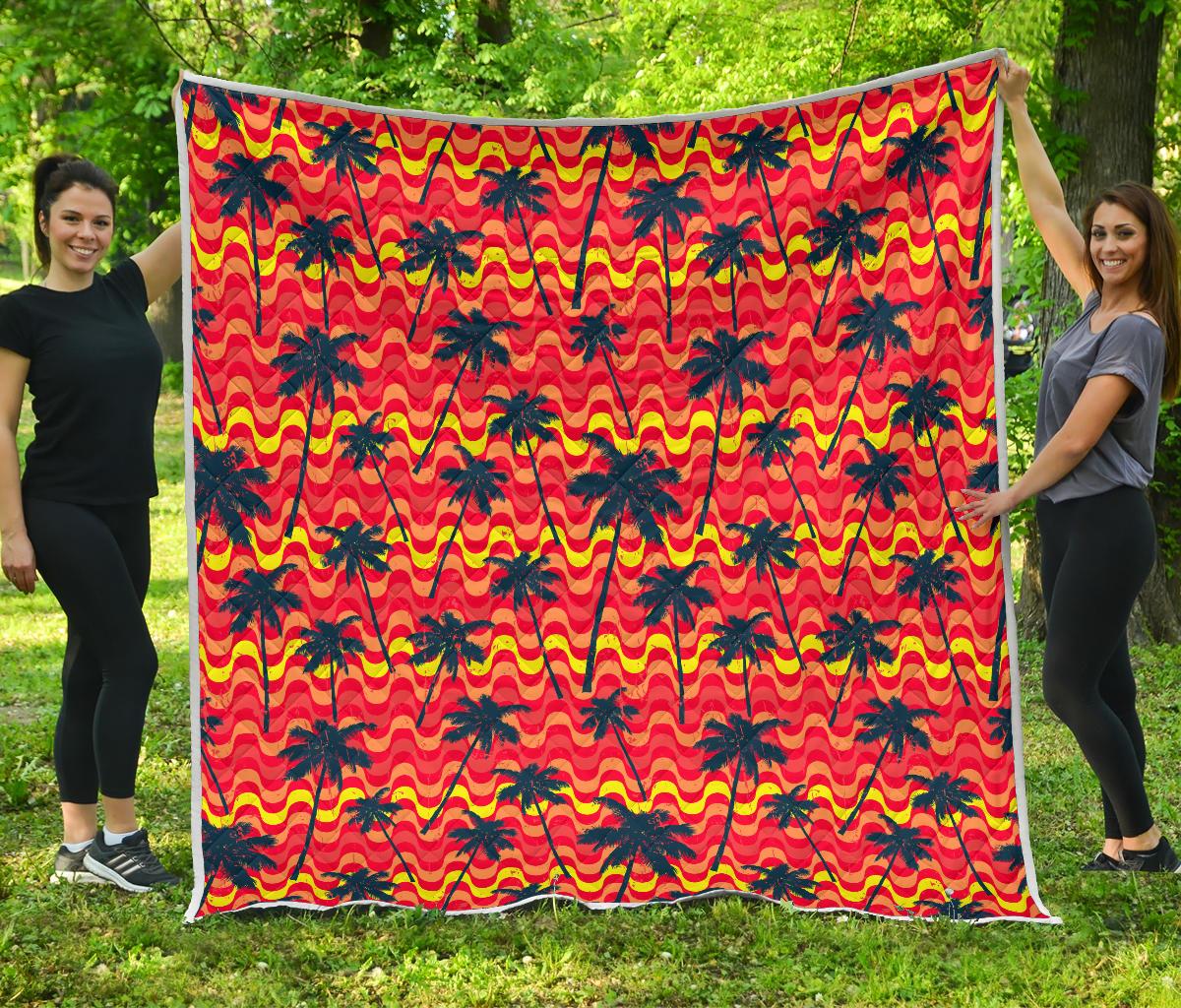 Trippy Palm Tree Pattern Print Quilt