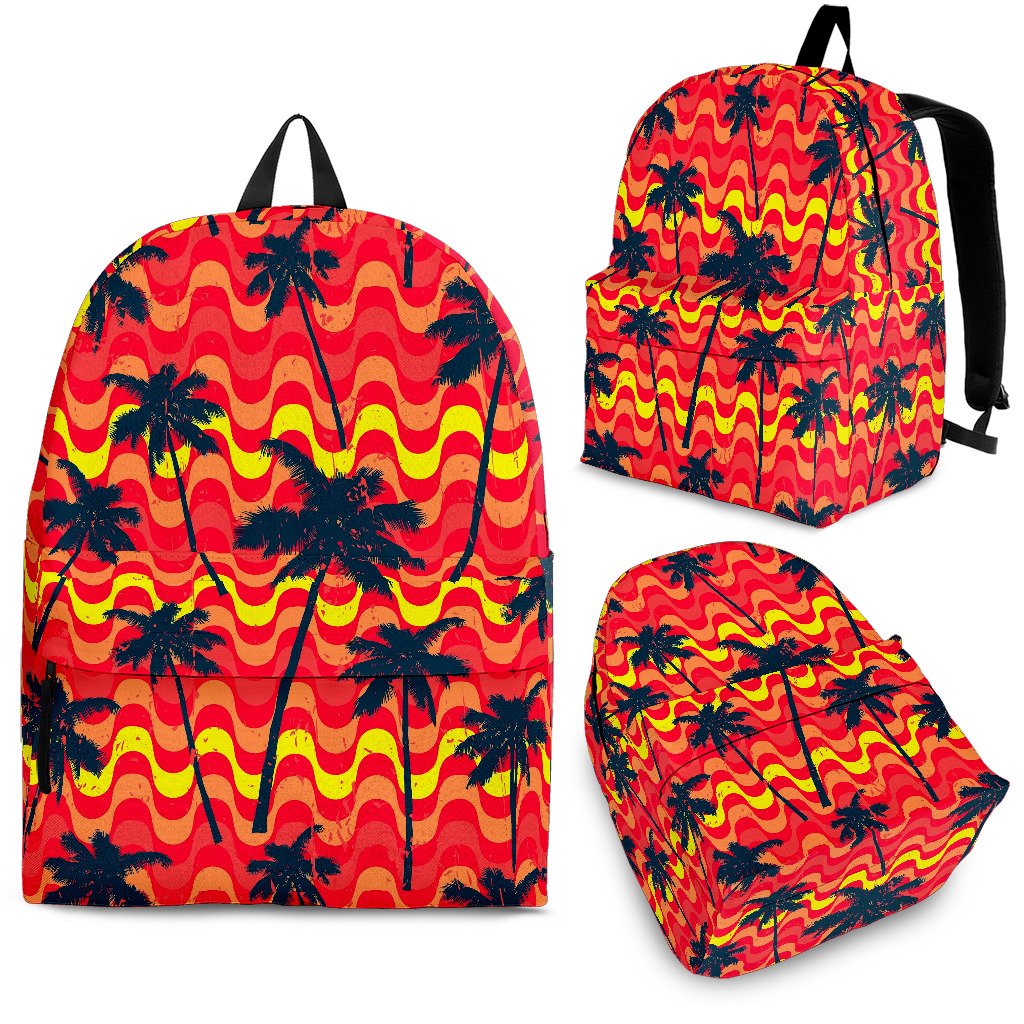 Trippy Palm Tree Pattern Print School Backpack