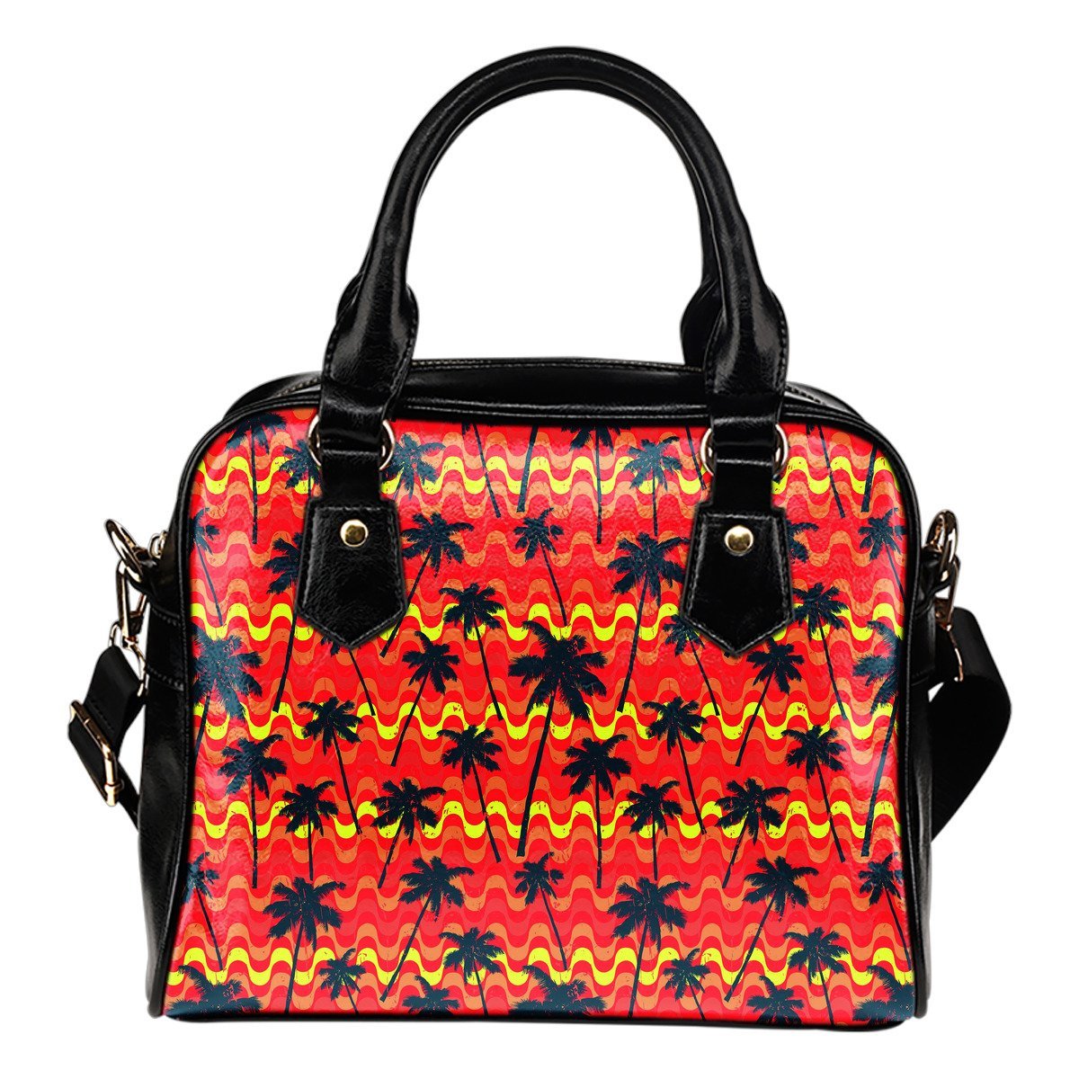 Trippy Palm Tree Pattern Print Shoulder Handbag