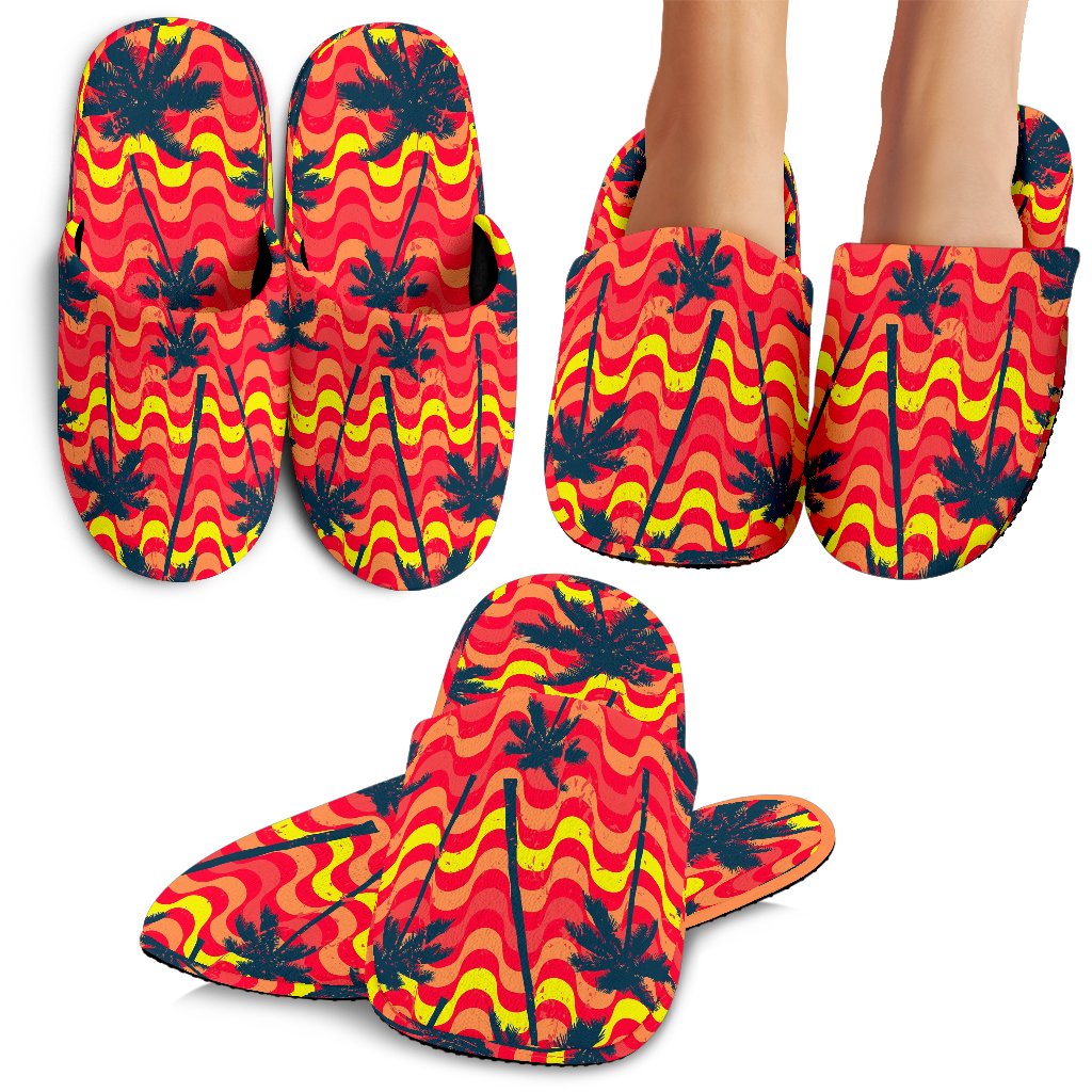 Trippy Palm Tree Pattern Print Slippers