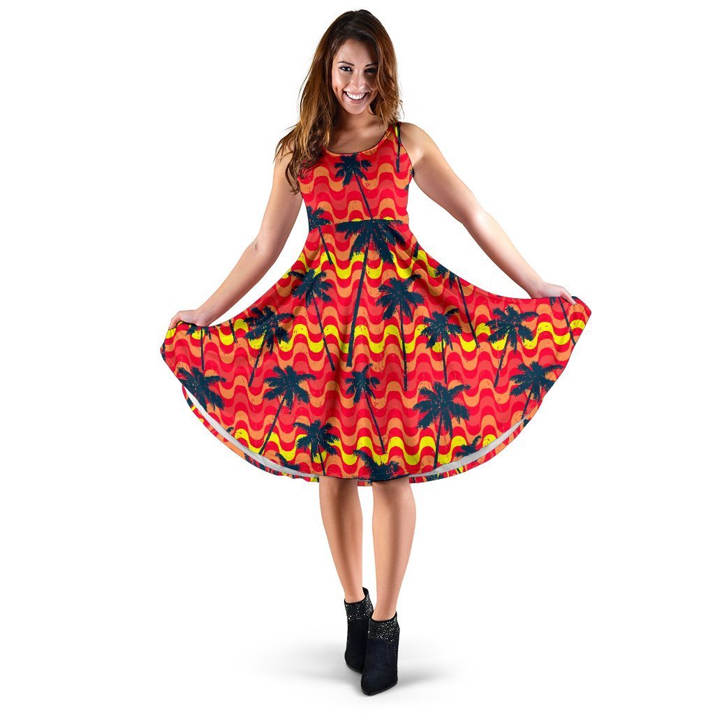 Trippy Palm Tree Pattern Print Women's Dress