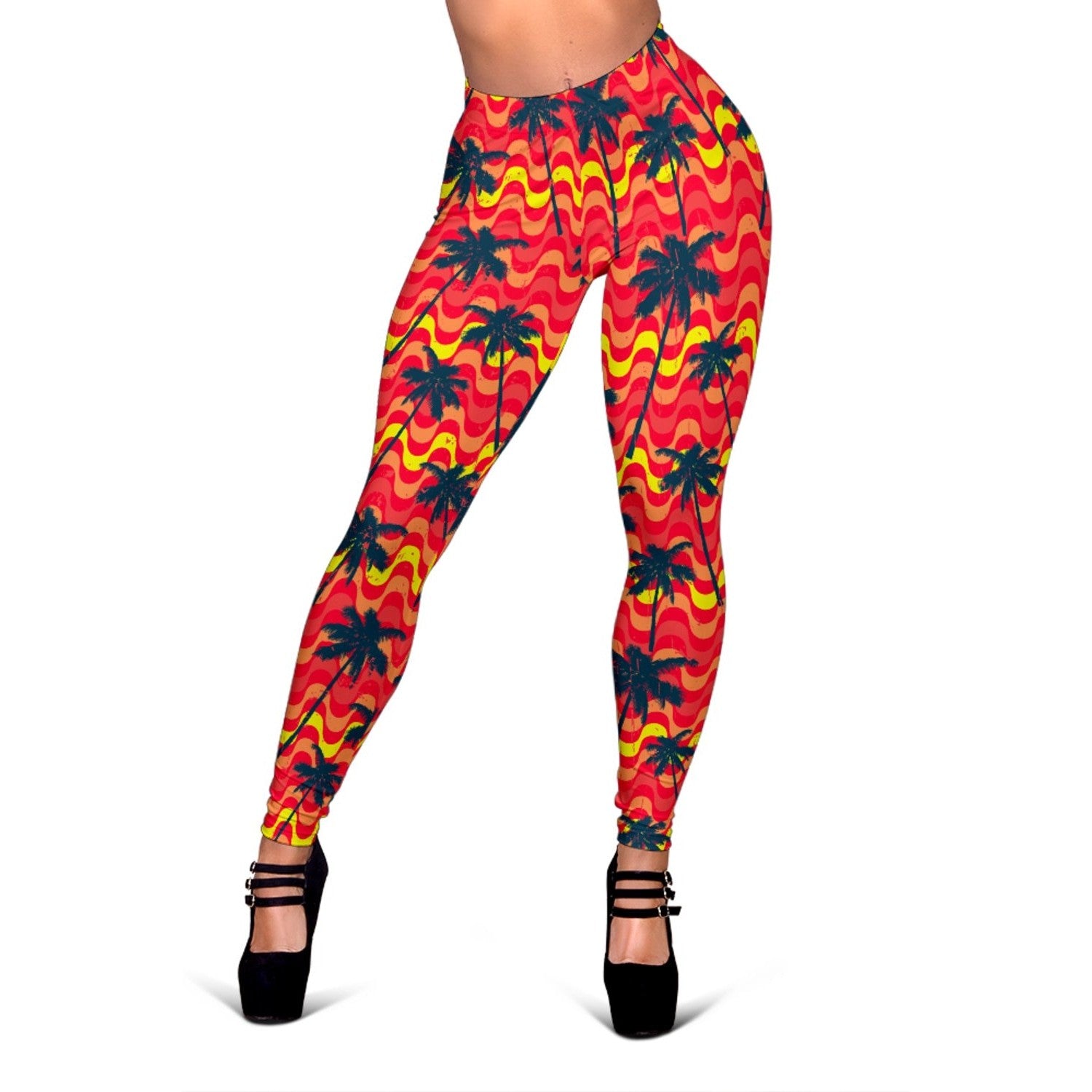 Trippy Palm Tree Pattern Print Women's Leggings