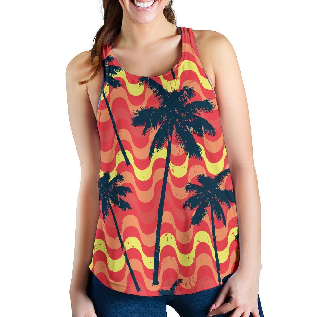 Trippy Palm Tree Pattern Print Women's Racerback Tank Top