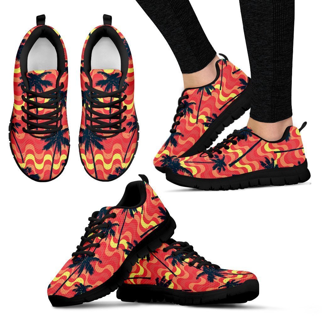 Trippy Palm Tree Pattern Print Women's Sneakers