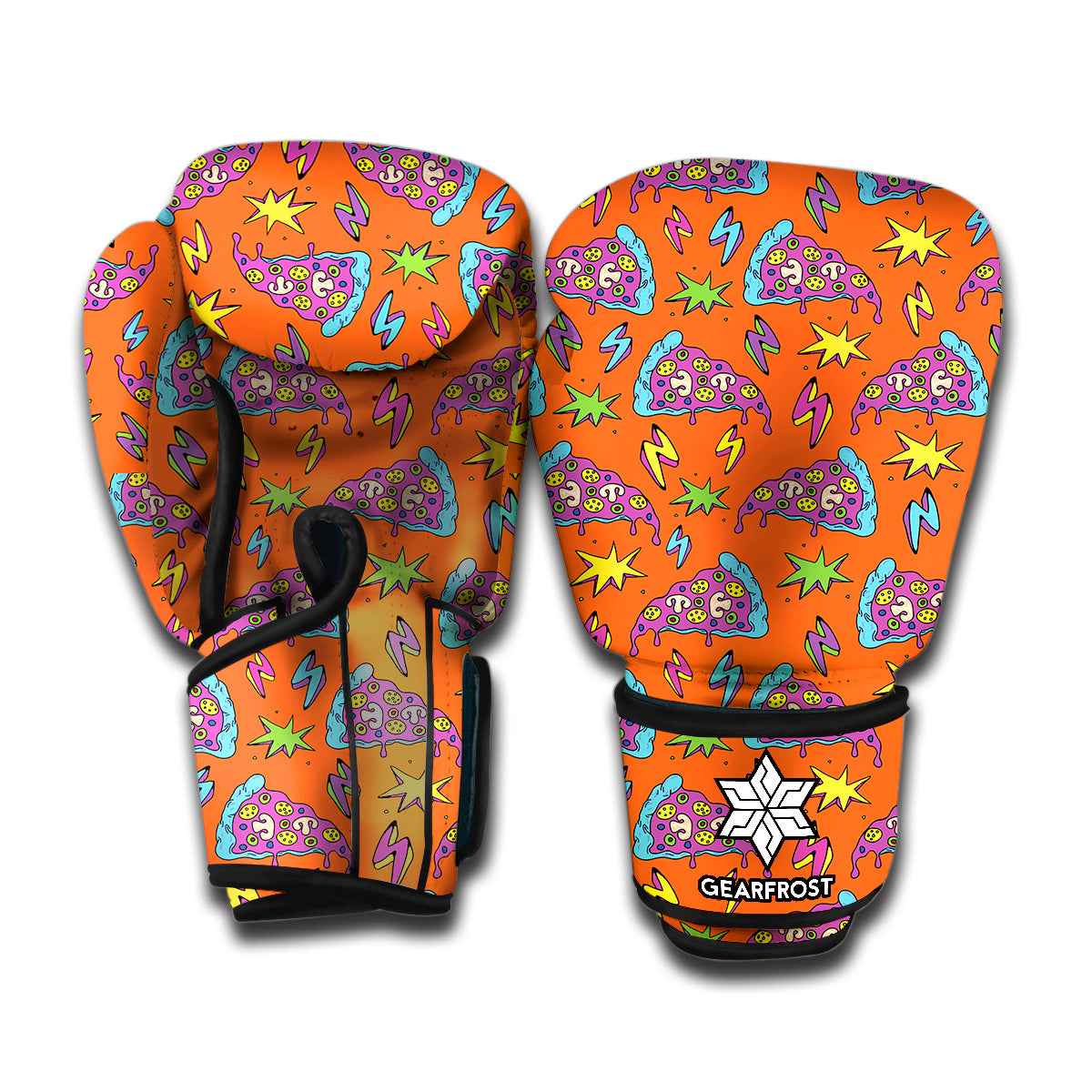 Trippy Pizza Pattern Print Boxing Gloves