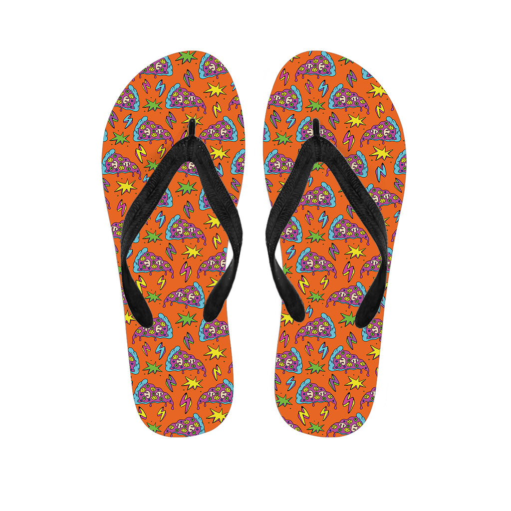 Trippy Pizza Pattern Print Flip Flops