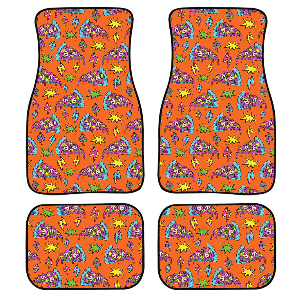 Trippy Pizza Pattern Print Front and Back Car Floor Mats