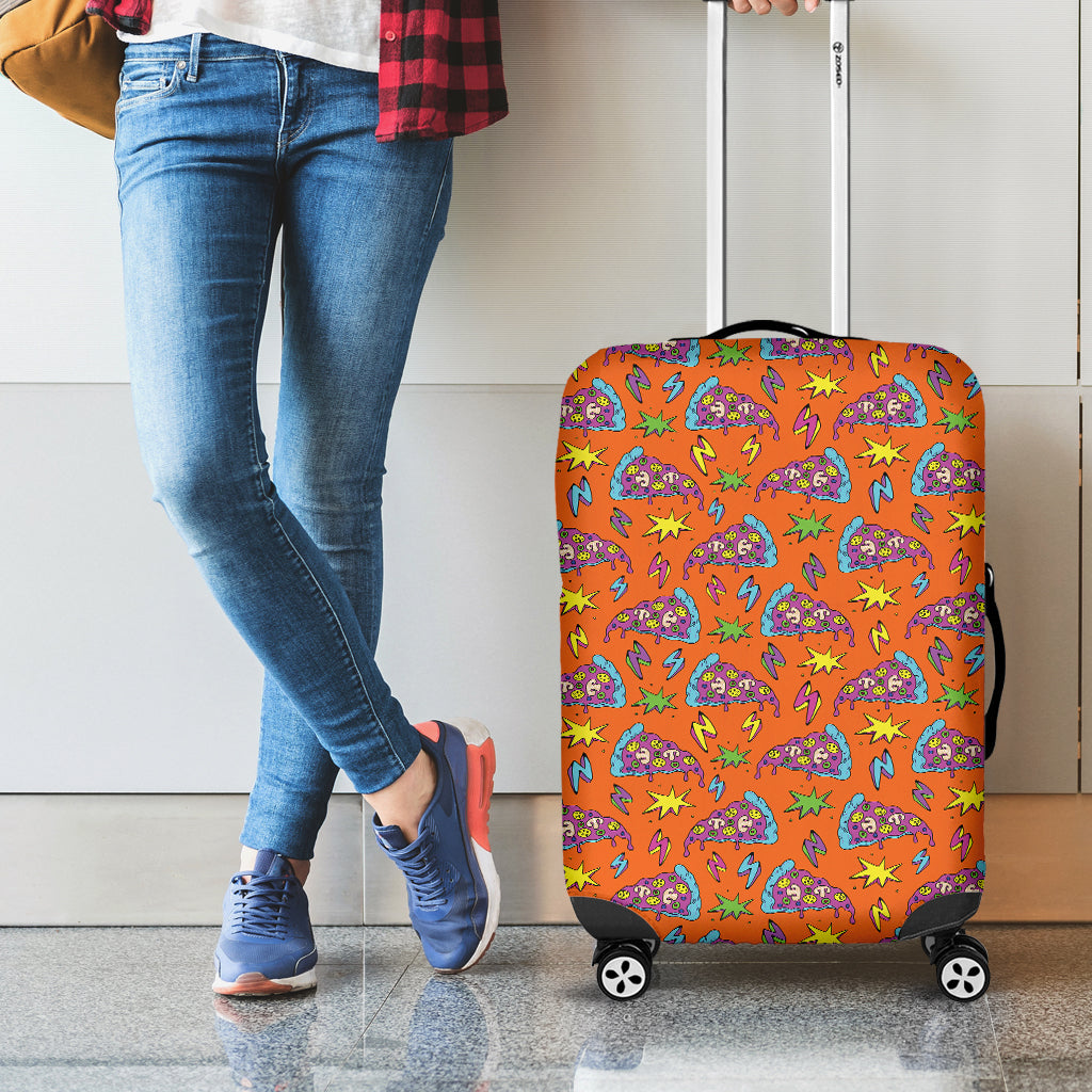 Trippy Pizza Pattern Print Luggage Cover