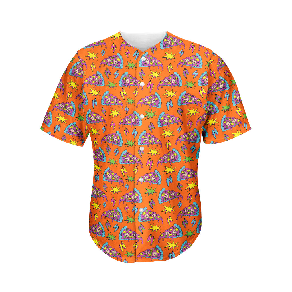 Trippy Pizza Pattern Print Men's Baseball Jersey