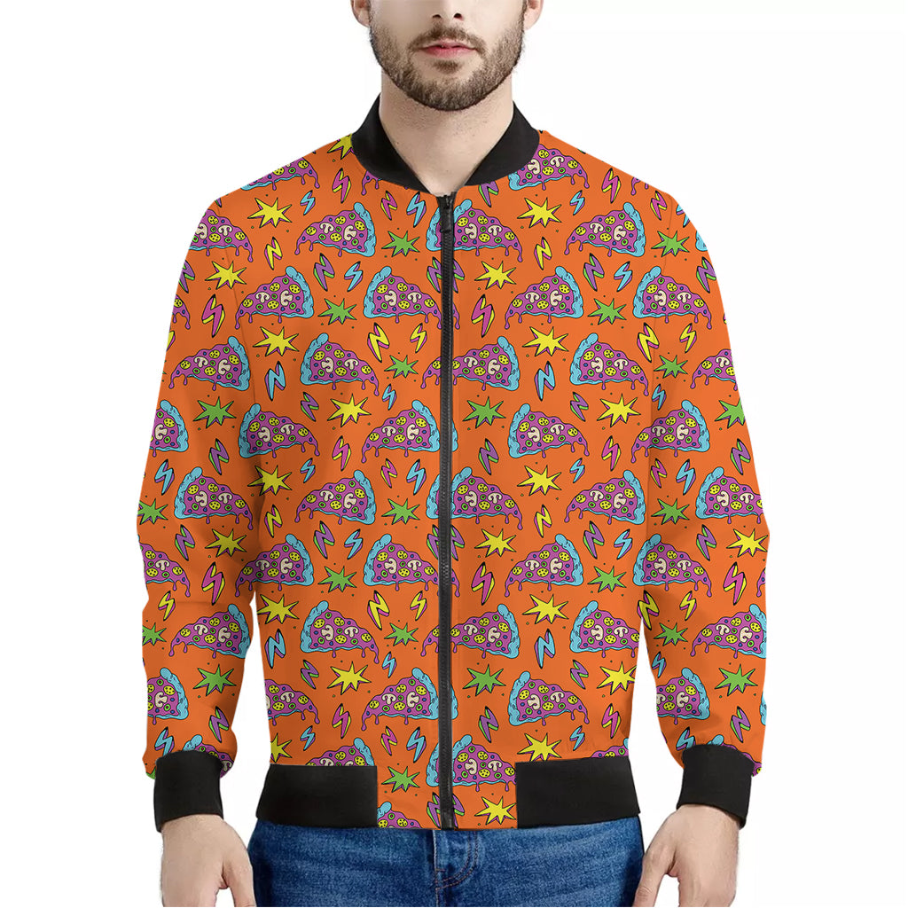 Trippy Pizza Pattern Print Men's Bomber Jacket