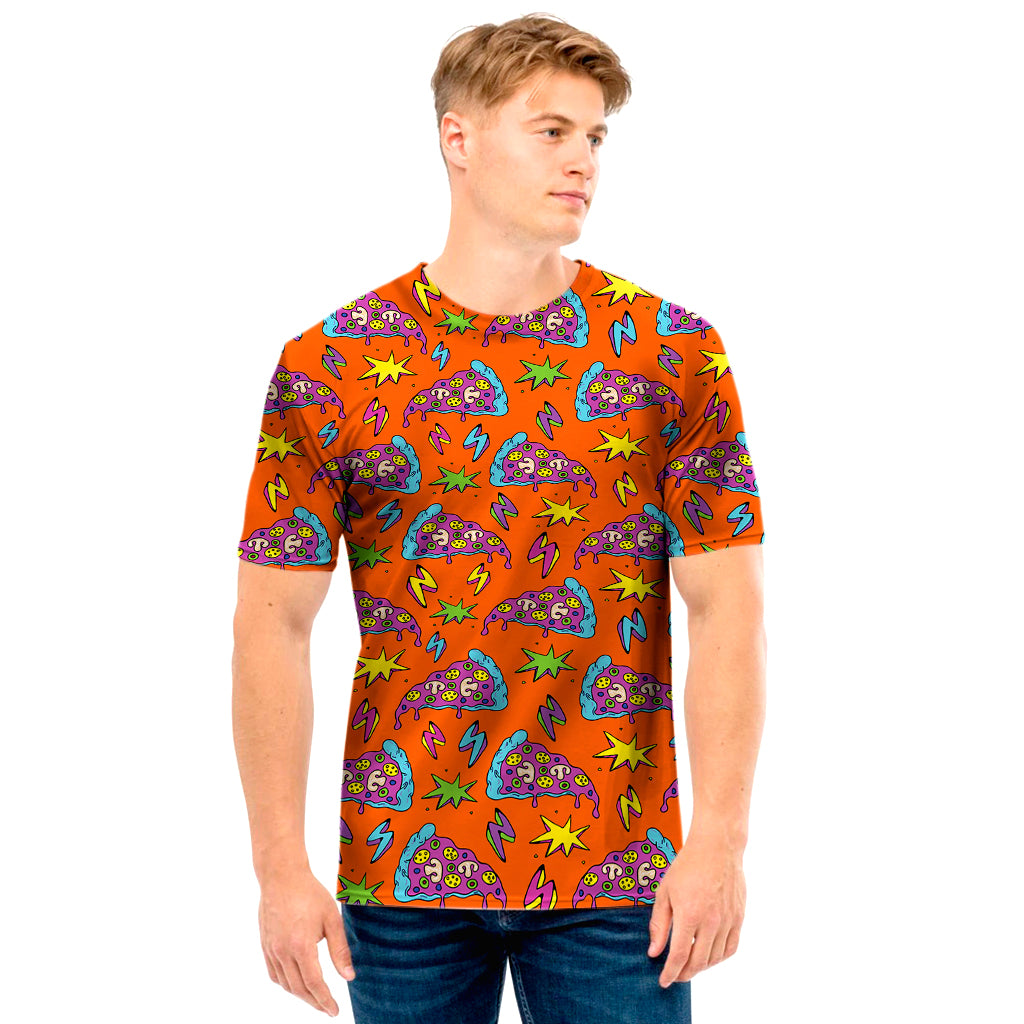 Trippy Pizza Pattern Print Men's T-Shirt