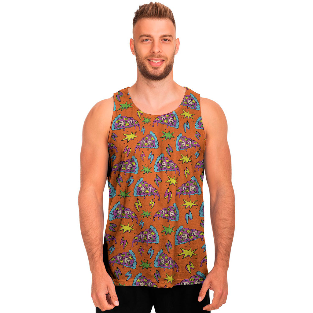 Trippy Pizza Pattern Print Men's Tank Top