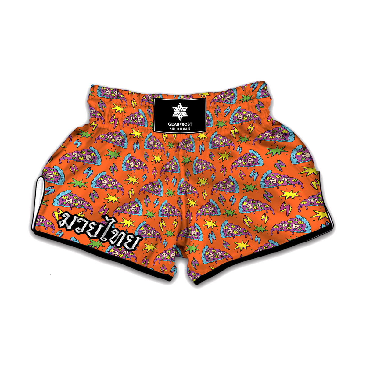 Trippy Pizza Pattern Print Muay Thai Boxing Shorts