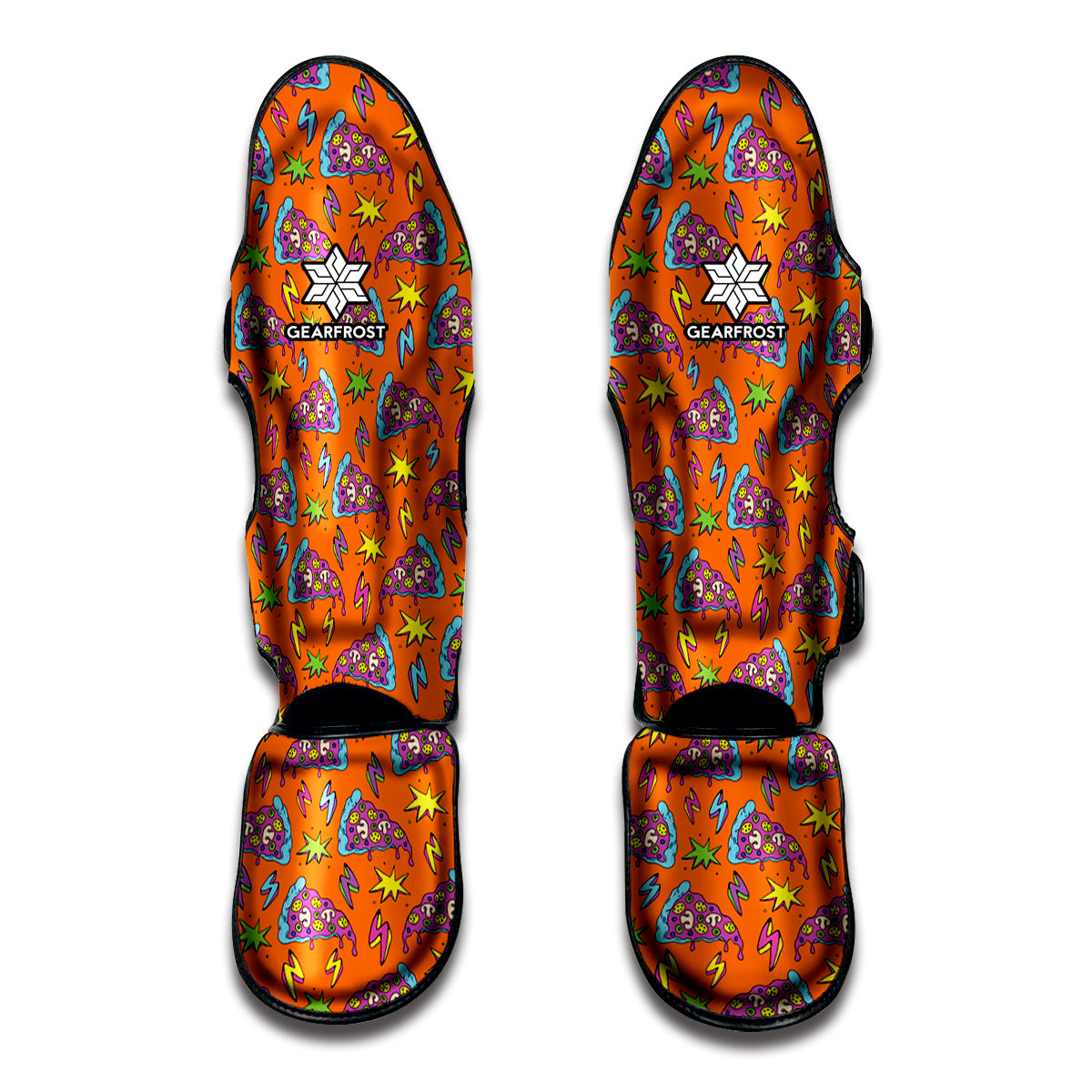 Trippy Pizza Pattern Print Muay Thai Shin Guards