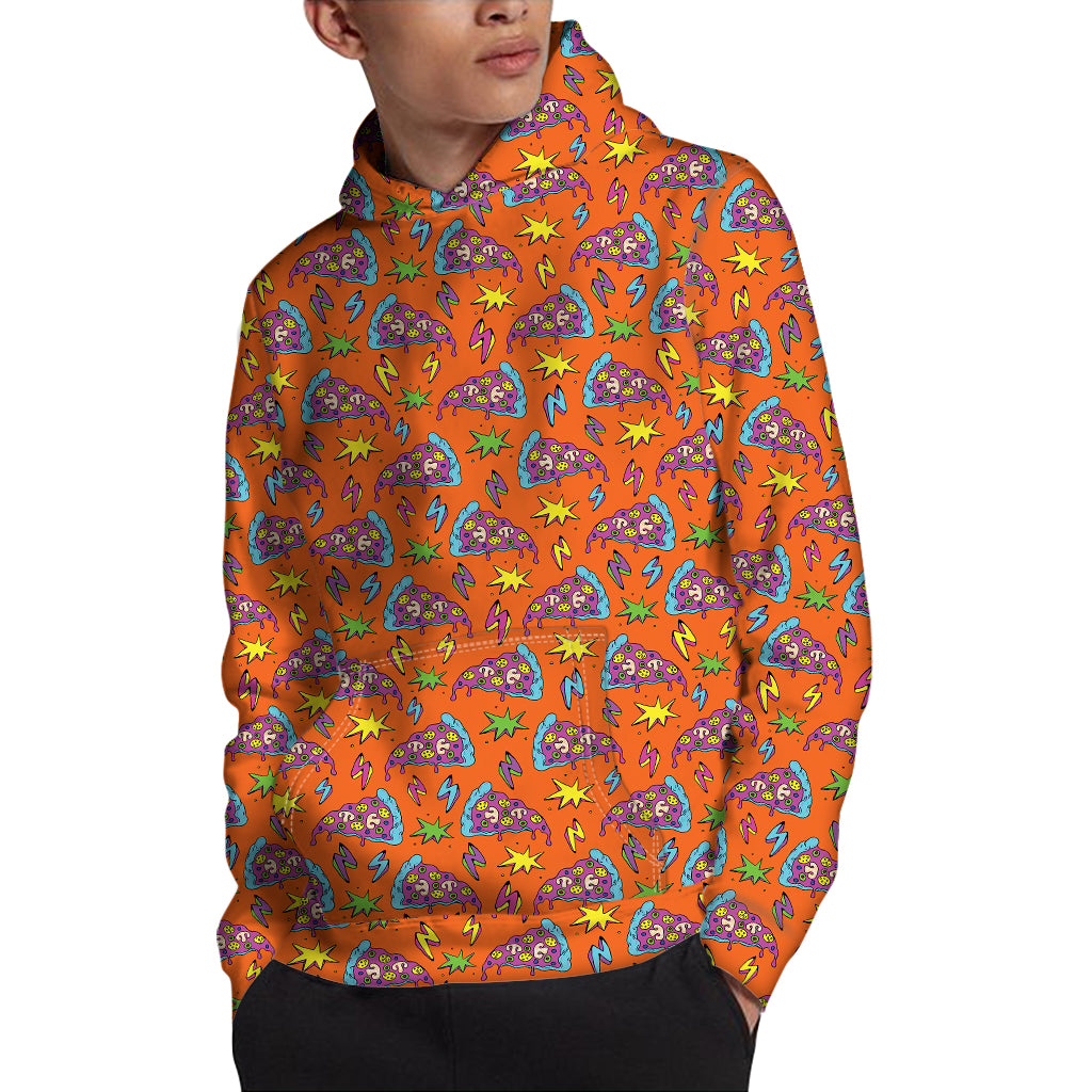 Trippy Pizza Pattern Print Pullover Hoodie