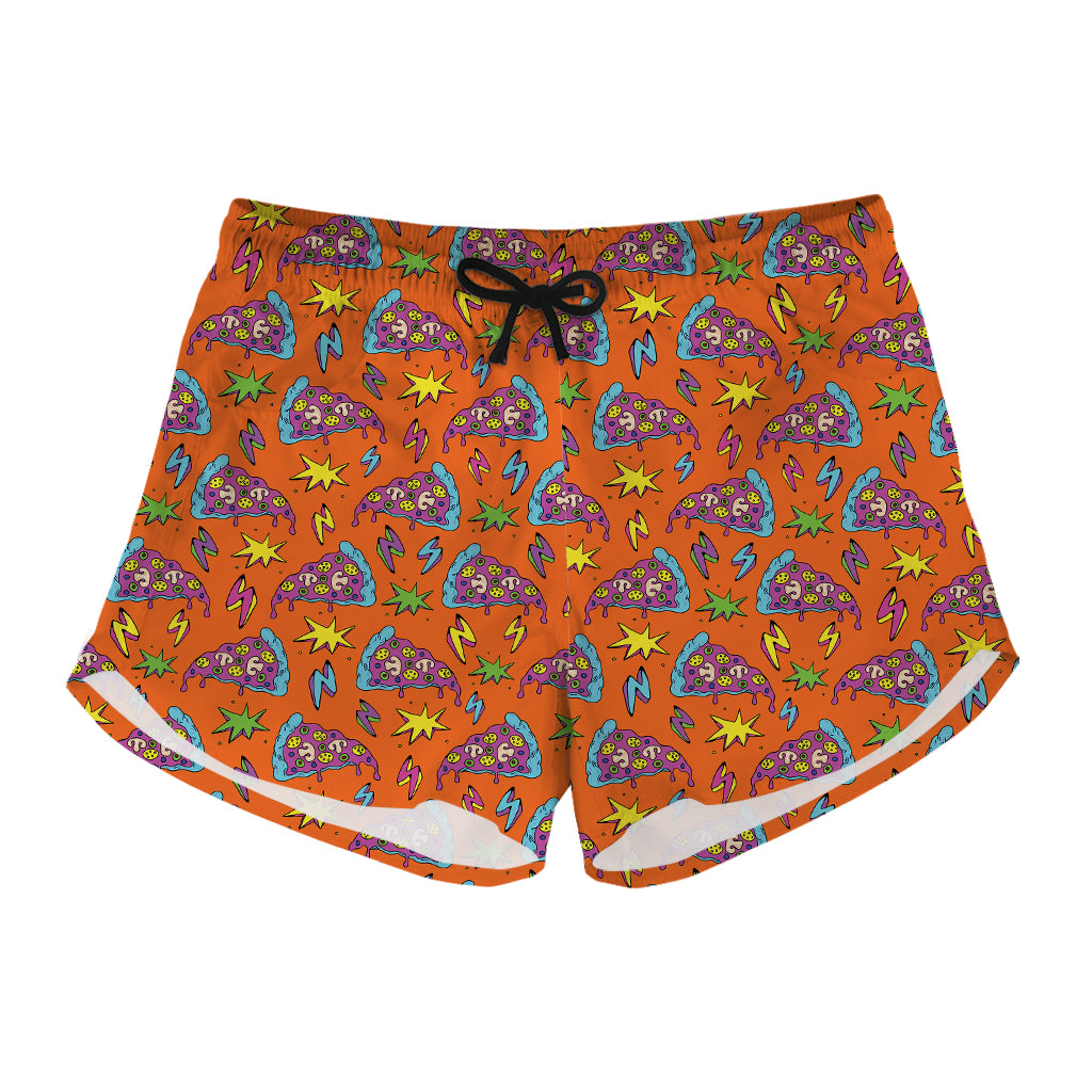 Trippy Pizza Pattern Print Women's Shorts