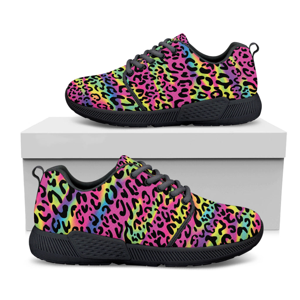 Trippy Psychedelic Leopard Print Black Athletic Shoes