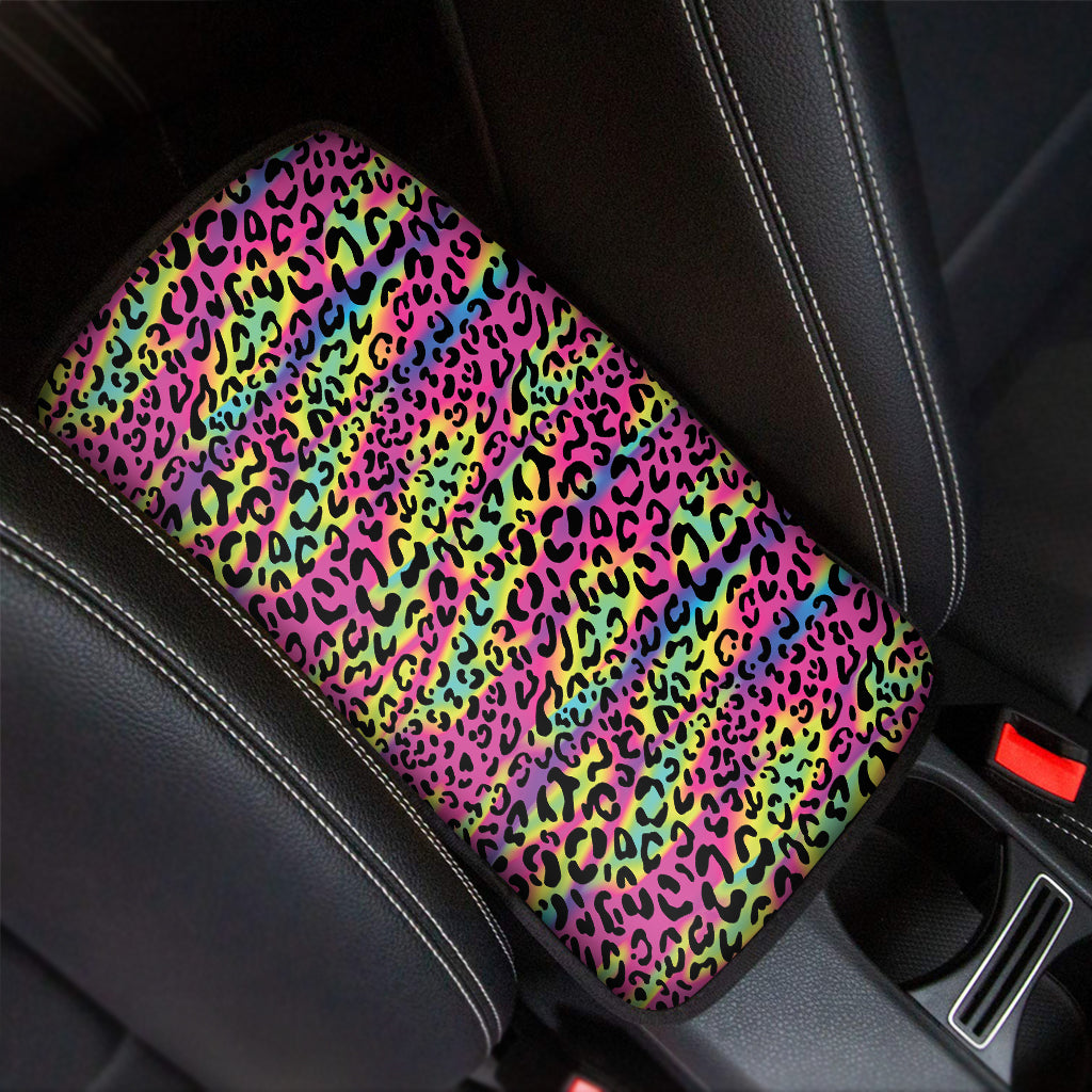 Trippy Psychedelic Leopard Print Car Center Console Cover