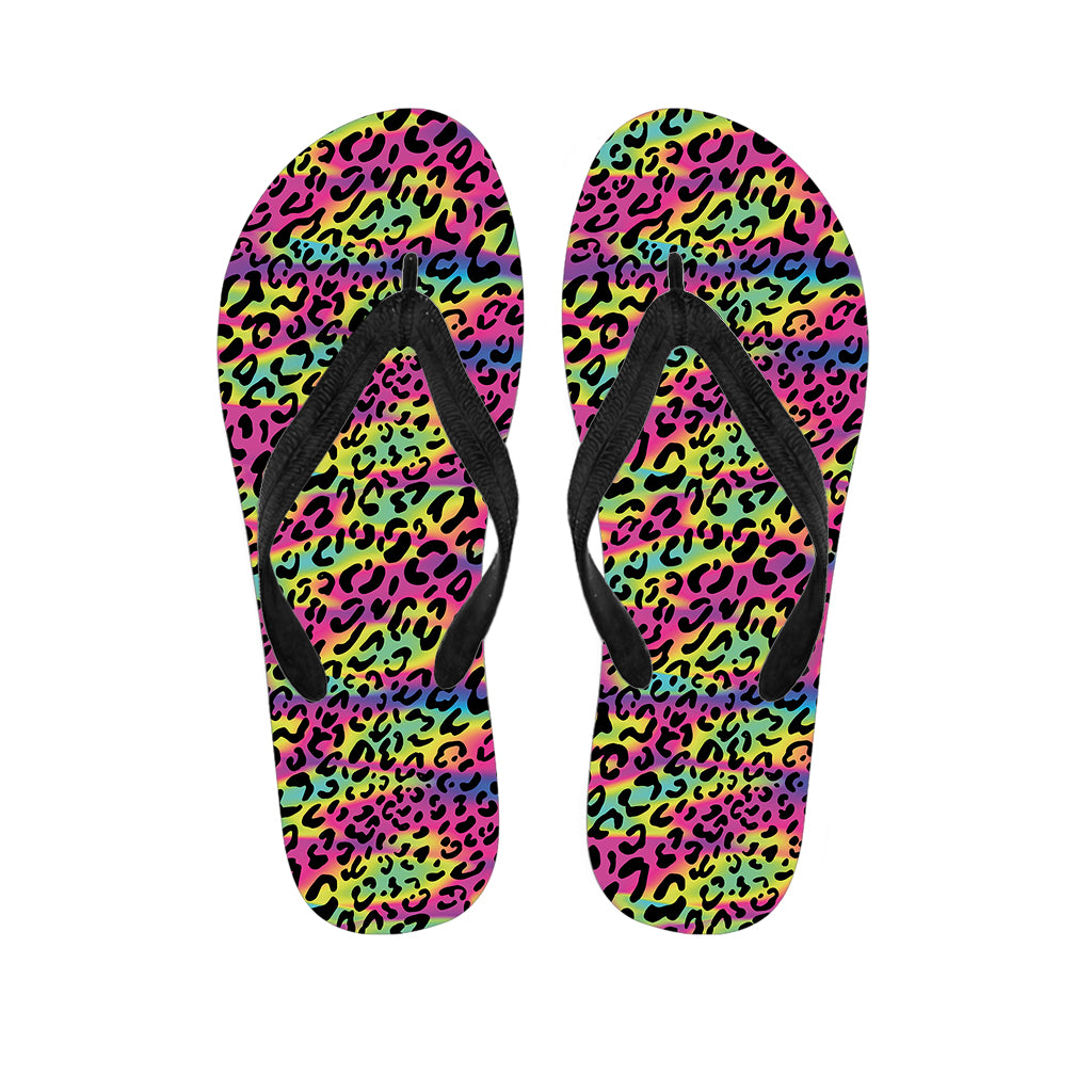 Trippy Psychedelic Leopard Print Flip Flops