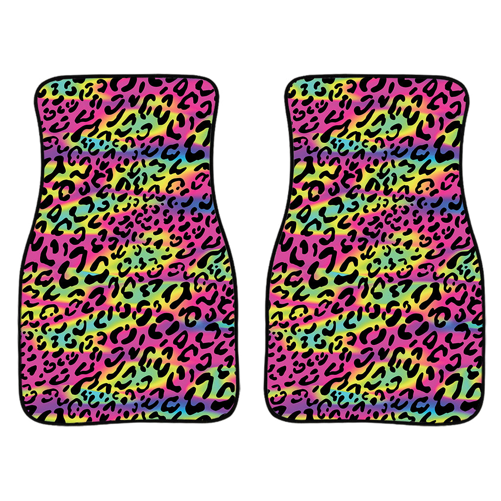 Trippy Psychedelic Leopard Print Front Car Floor Mats