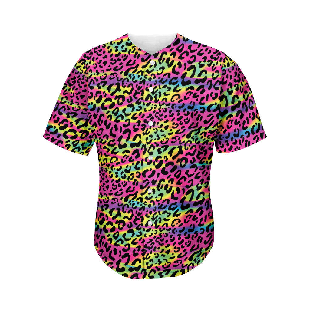 Trippy Psychedelic Leopard Print Men's Baseball Jersey