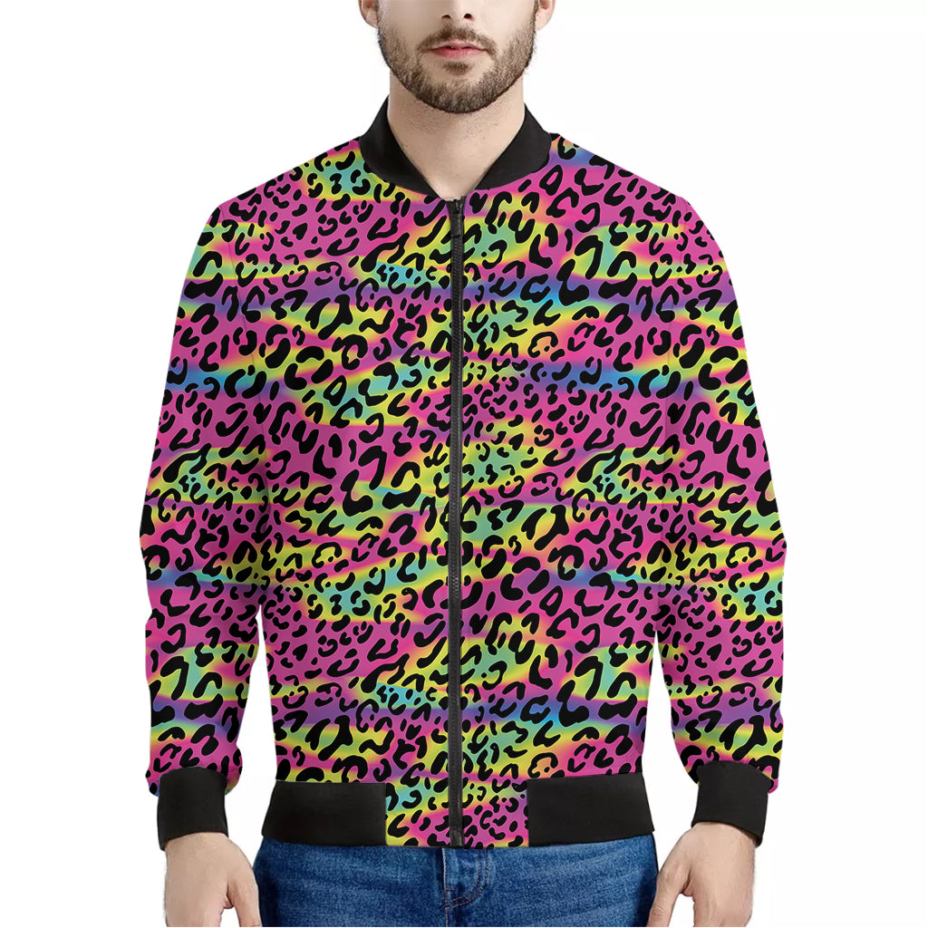 Trippy Psychedelic Leopard Print Men's Bomber Jacket