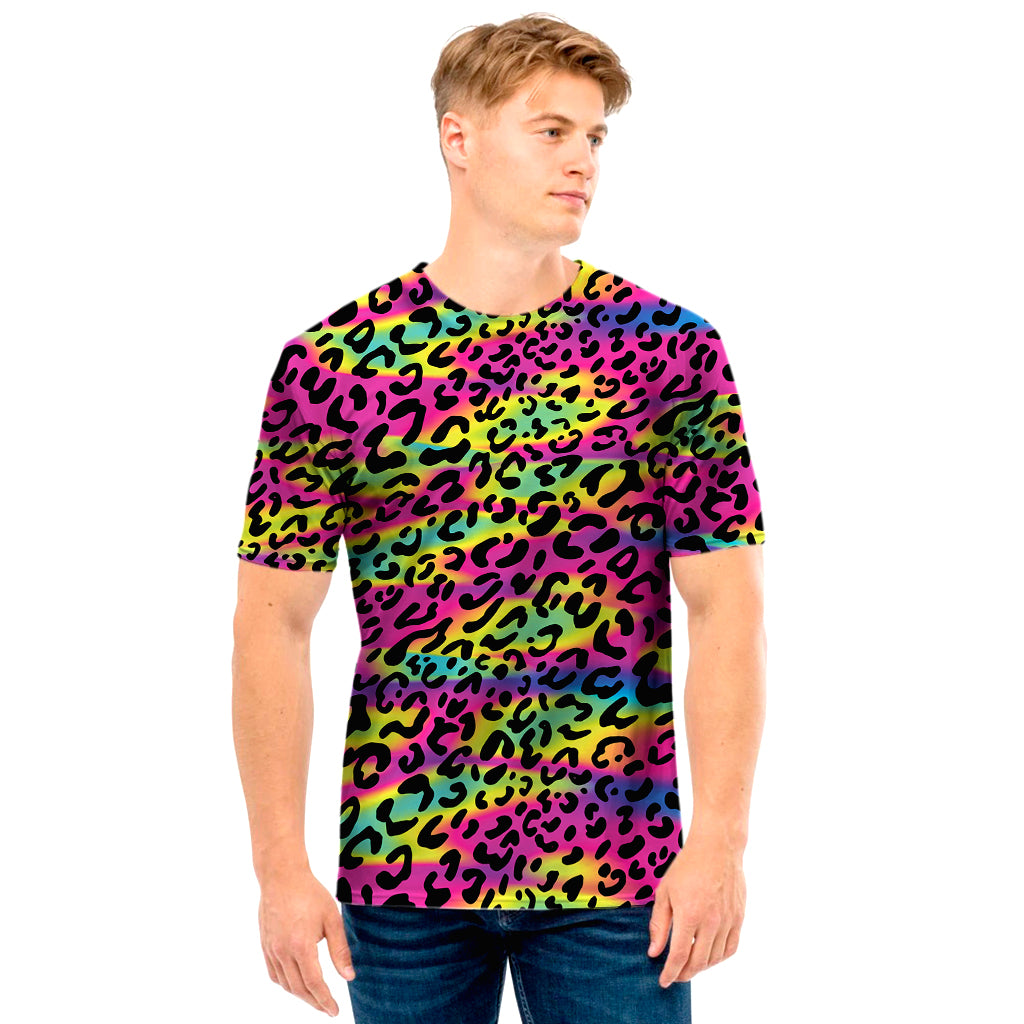 Trippy Psychedelic Leopard Print Men's T-Shirt