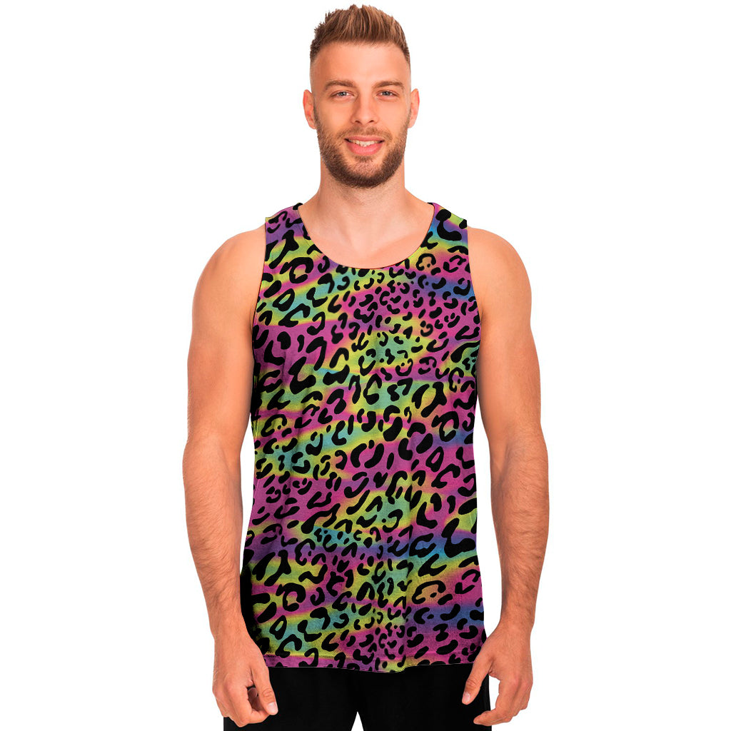 Trippy Psychedelic Leopard Print Men's Tank Top