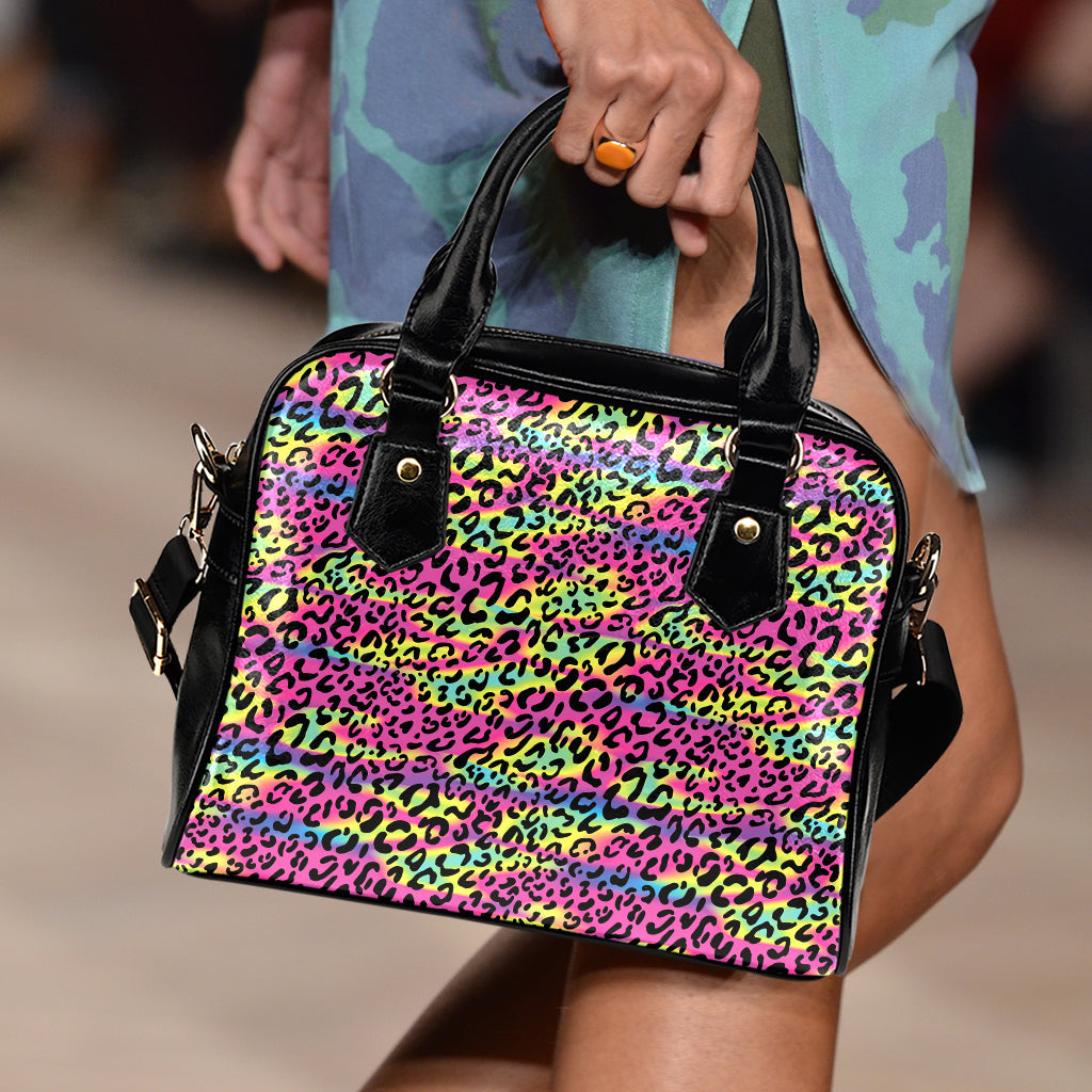 Trippy Psychedelic Leopard Print Shoulder Handbag