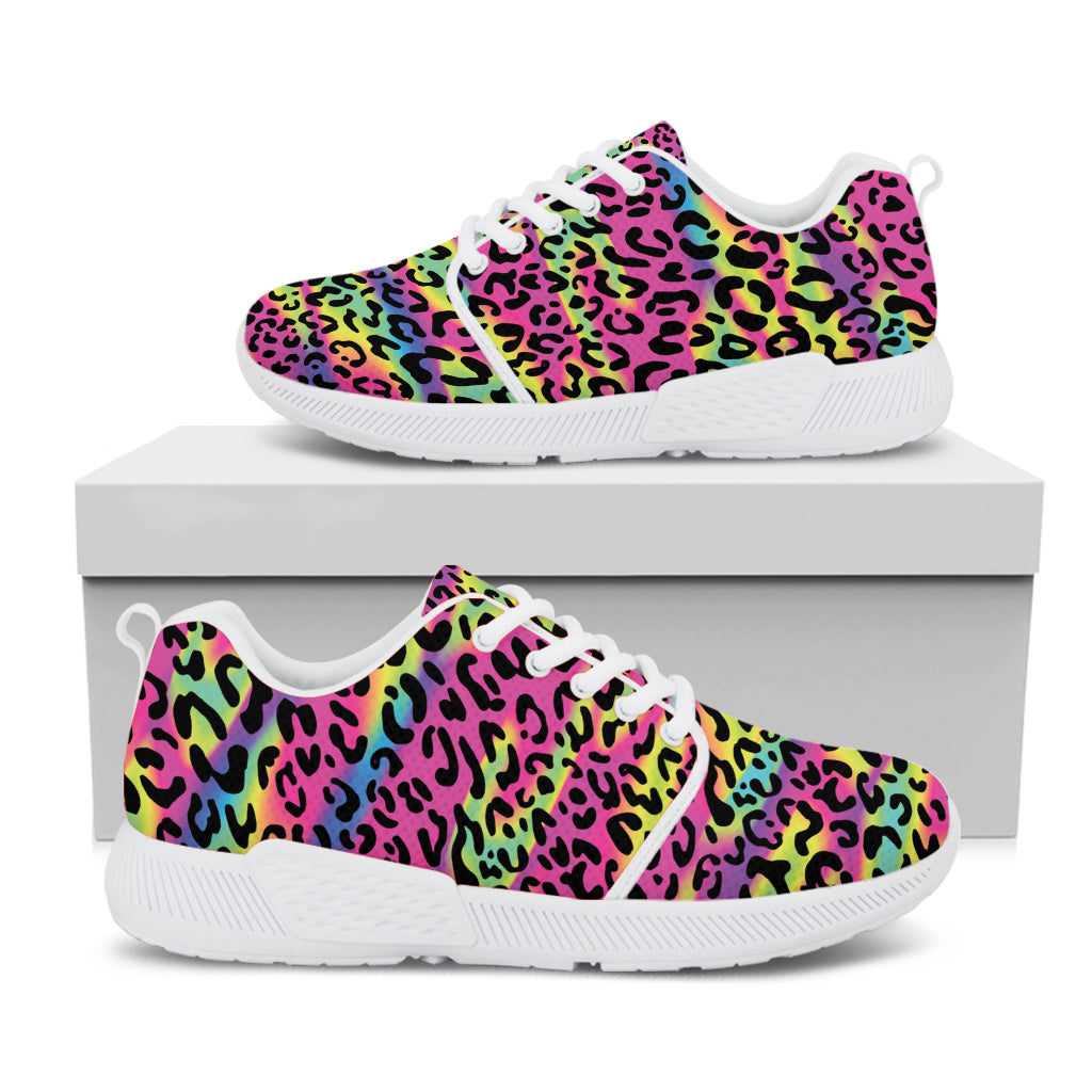 Trippy Psychedelic Leopard Print White Athletic Shoes