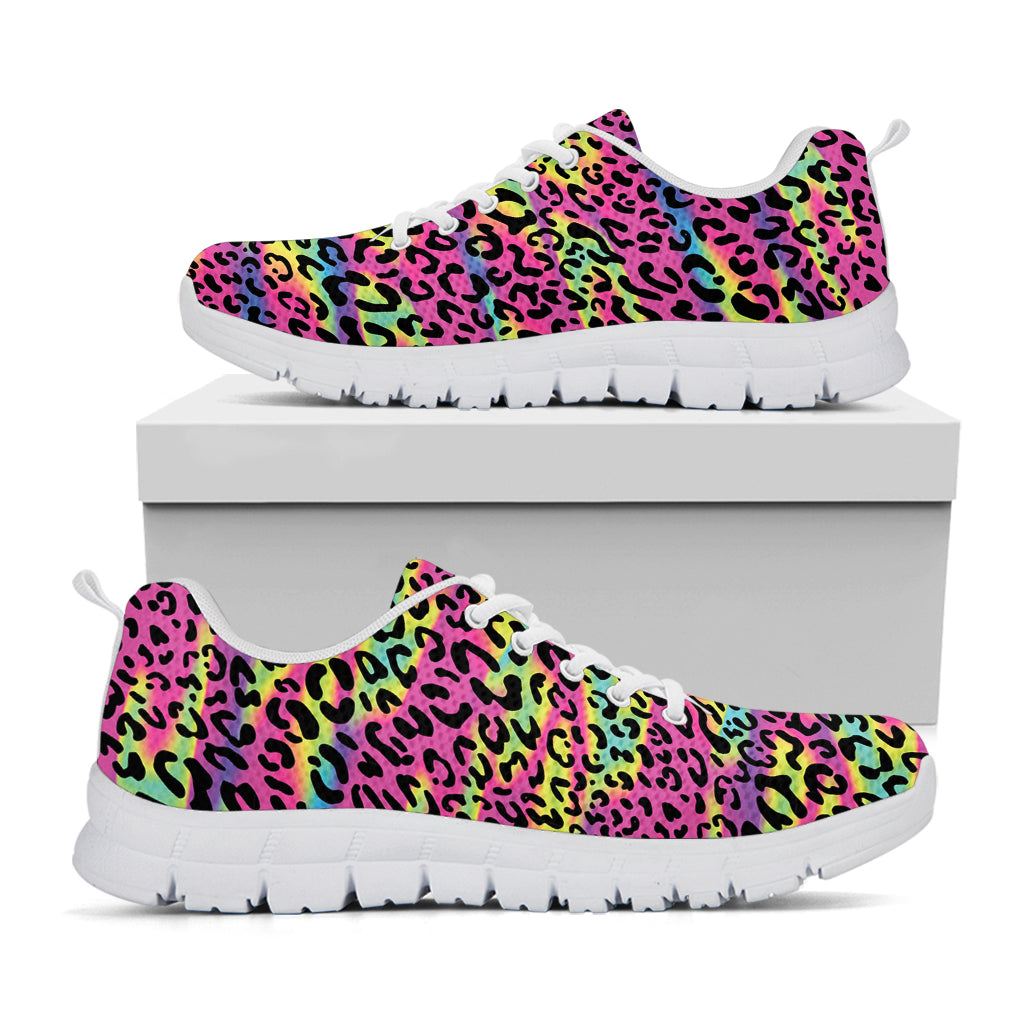 Trippy Psychedelic Leopard Print White Sneakers