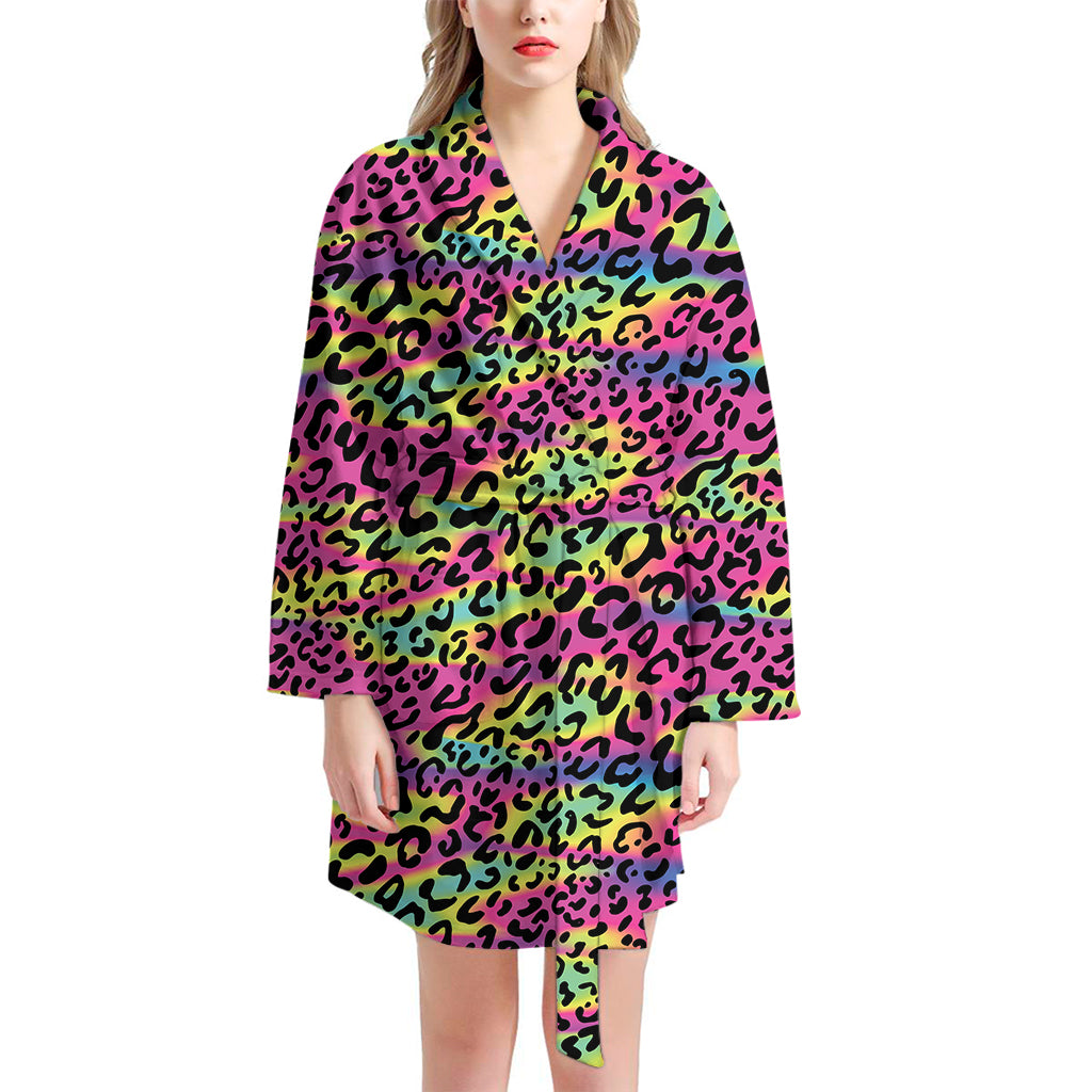 Trippy Psychedelic Leopard Print Women's Bathrobe