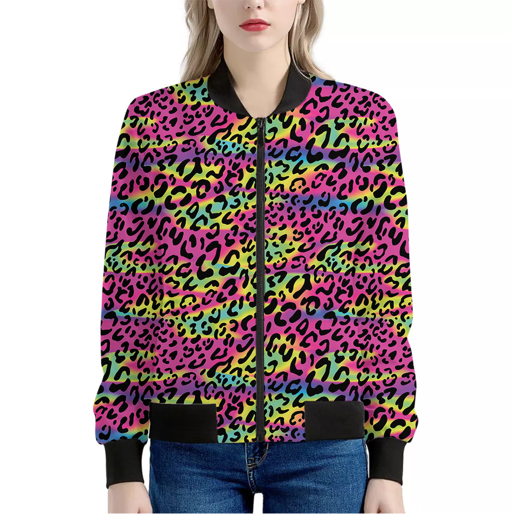 Trippy Psychedelic Leopard Print Women's Bomber Jacket