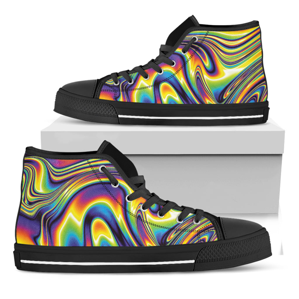 Trippy Rave Print Black High Top Shoes