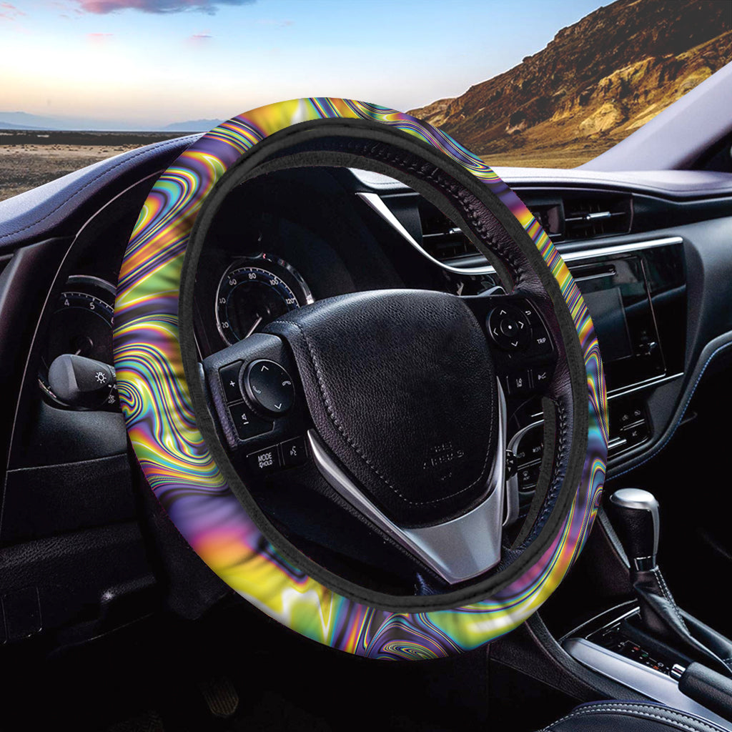 Trippy Rave Print Car Steering Wheel Cover