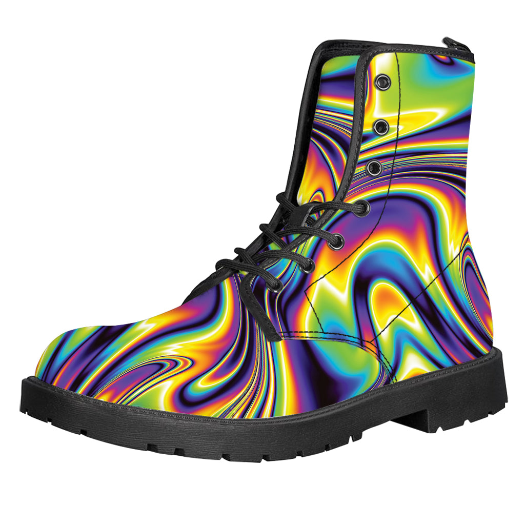 Trippy Rave Print Leather Boots