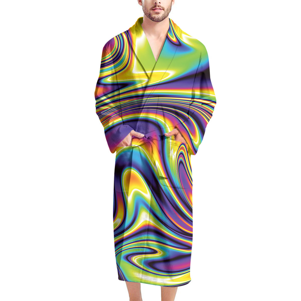 Trippy Rave Print Men's Bathrobe