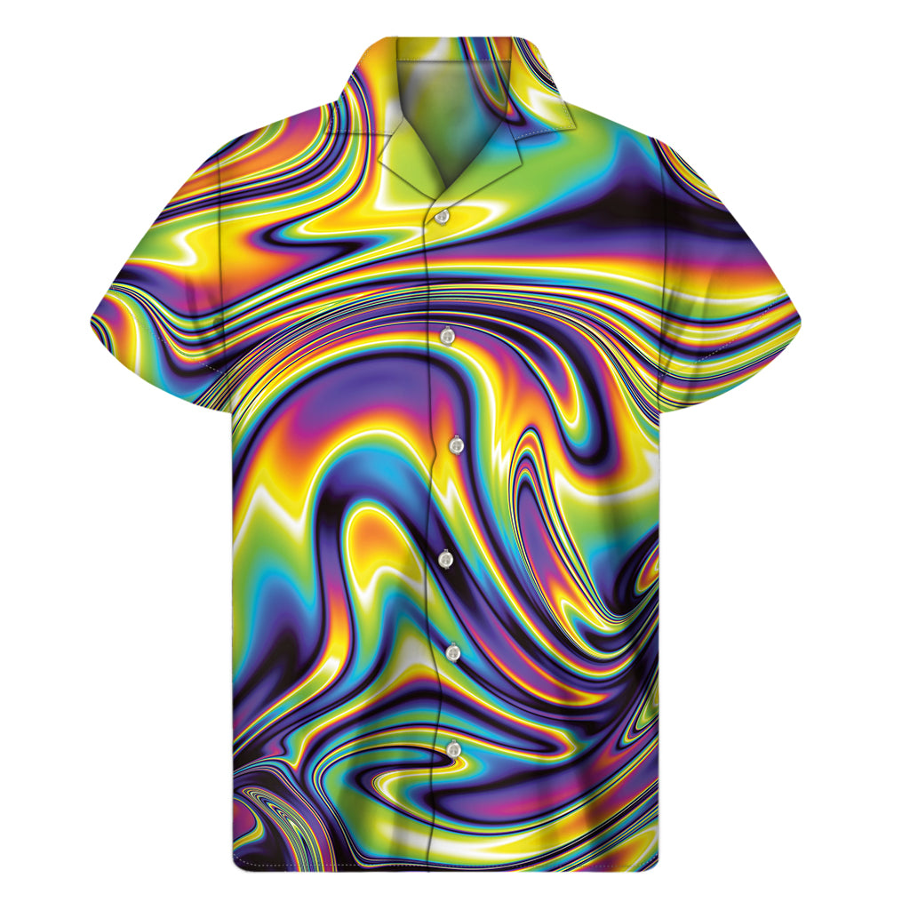 Trippy Rave Print Men's Short Sleeve Shirt