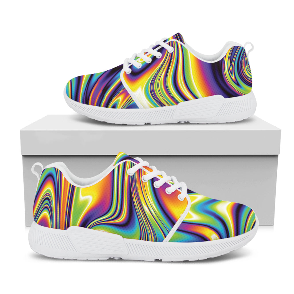 Trippy Rave Print White Athletic Shoes