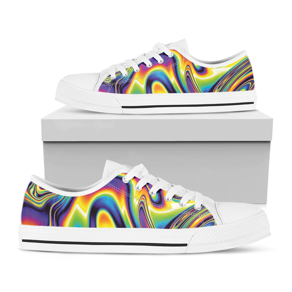 Trippy Rave Print White Low Top Shoes