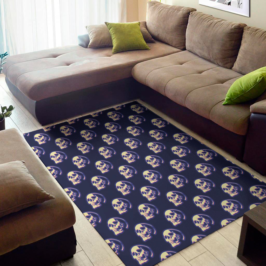 Trippy Skull Pattern Print Area Rug