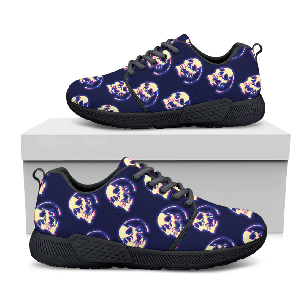 Trippy Skull Pattern Print Black Athletic Shoes